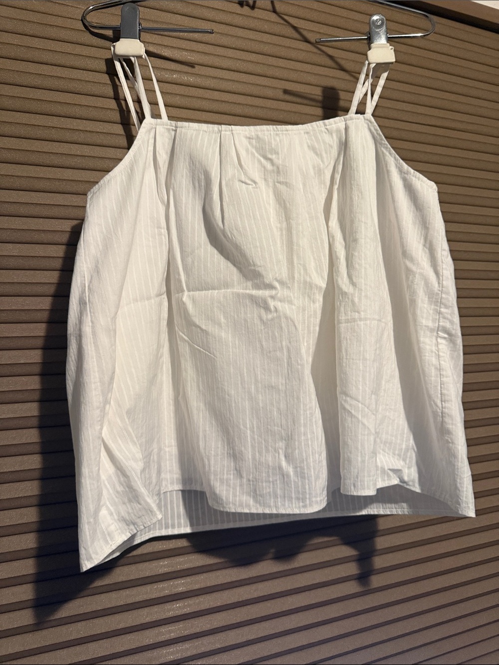 White Double-Strap Cotton Camisole Tank Top